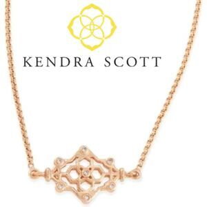 RARE NWOT Kendra Scott Riley Rose Gold Adjustable Slider Necklace Pavé Geometric
